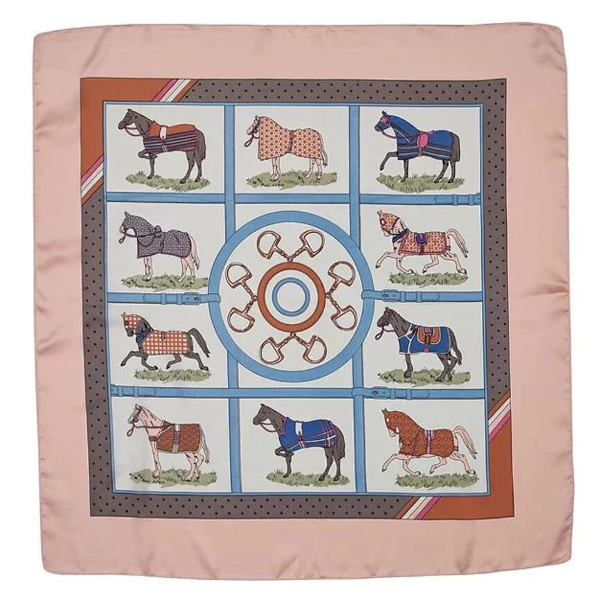 Silky Scarf - Horses in Blankets 28" x 28"