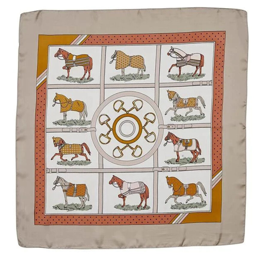 Silky Scarf - Horses in Blankets 28" x 28"
