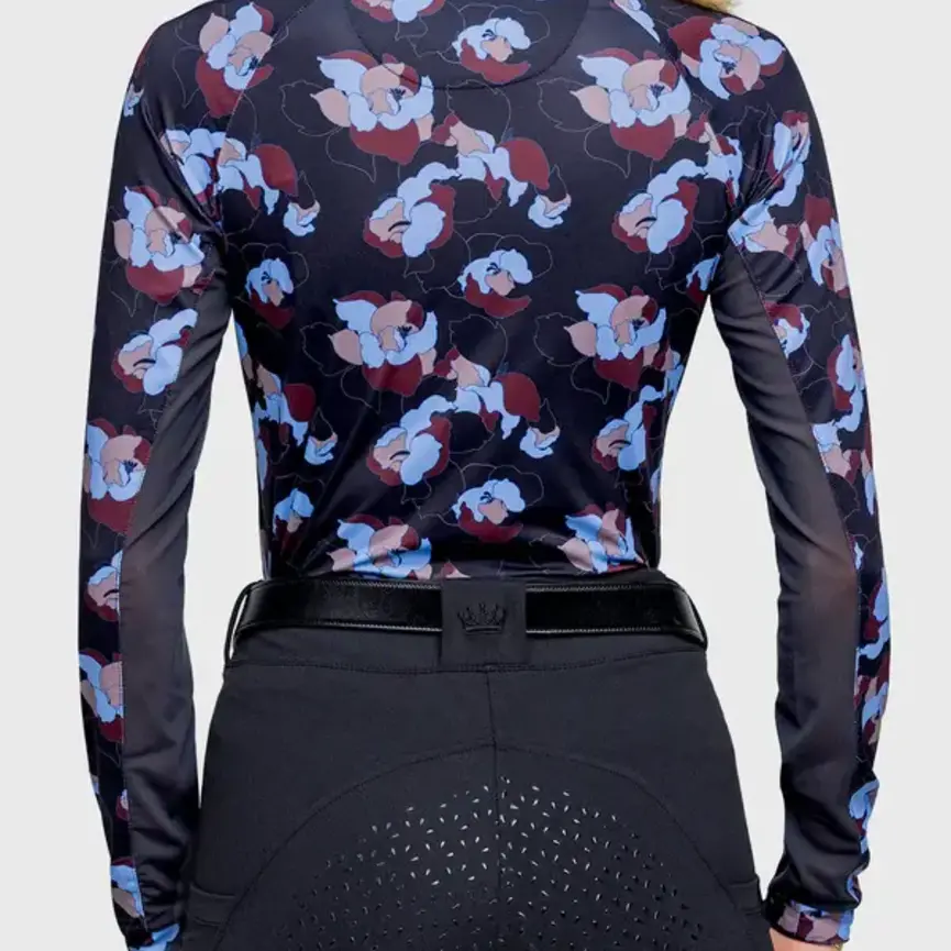 Long Sleeve Black Floral 1/4 Zip