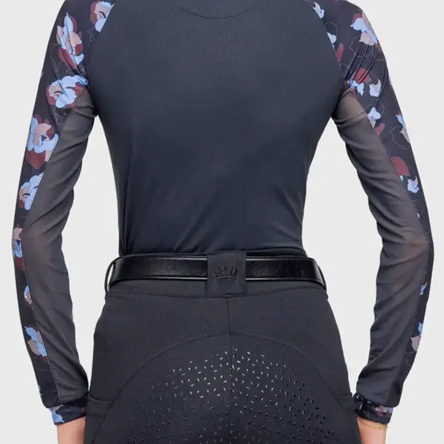 Long Sleeve Raglan Black Floral 1/4 Zip