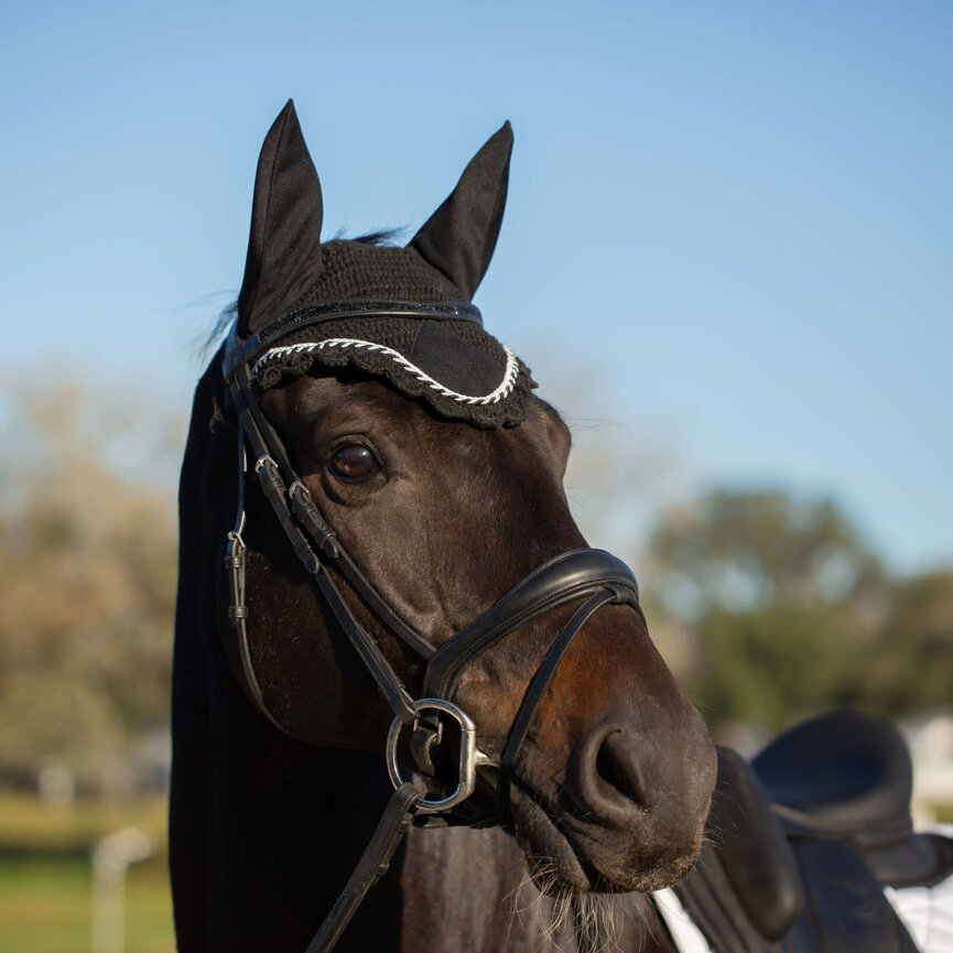Valkyrie Anatomic Dressage Bridle with Rubber Reins - Black