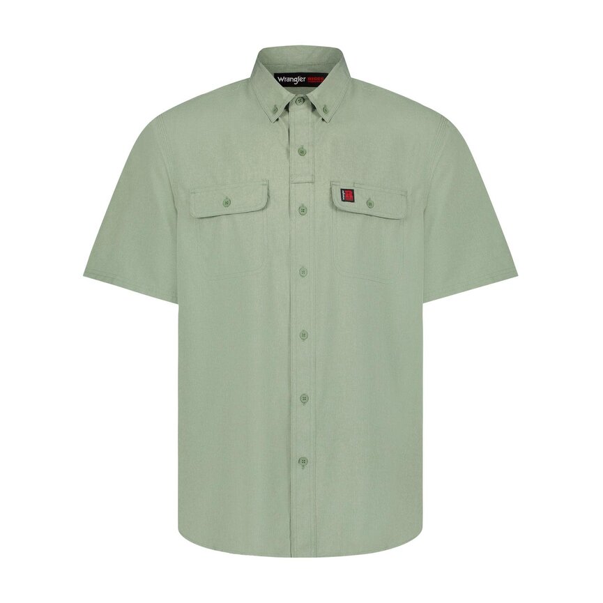 RIGGS WORKWEAR Light Weight Vented Work Short Sleeve Shirt - Hedge Green Heather