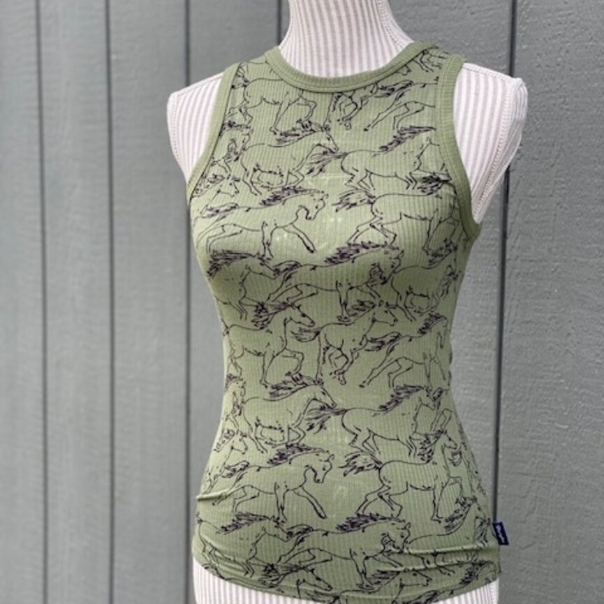 Women's Sleeveless Tank ( Green Horse)