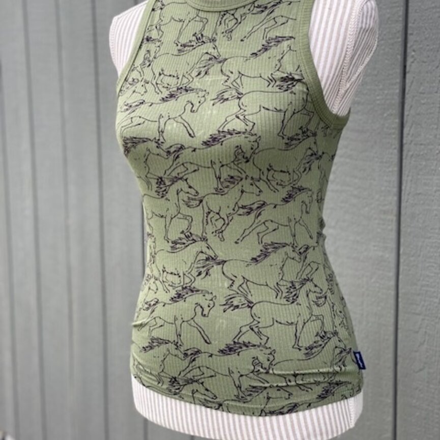 Women's Sleeveless Tank ( Green Horse)