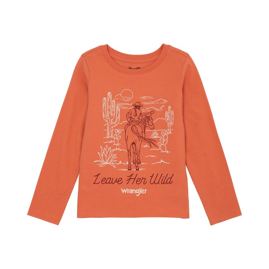 Kid's Long Sleeve Graphic T-Shirt - Coral