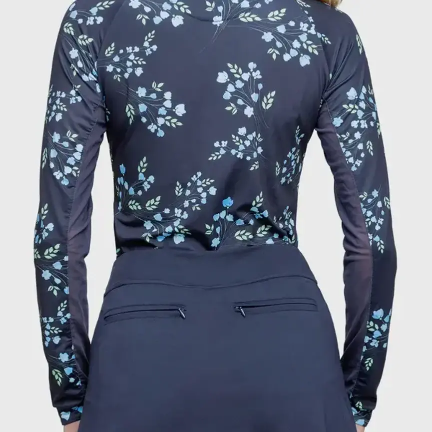 Long Sleeve Navy Rosebud 1/4 Zip