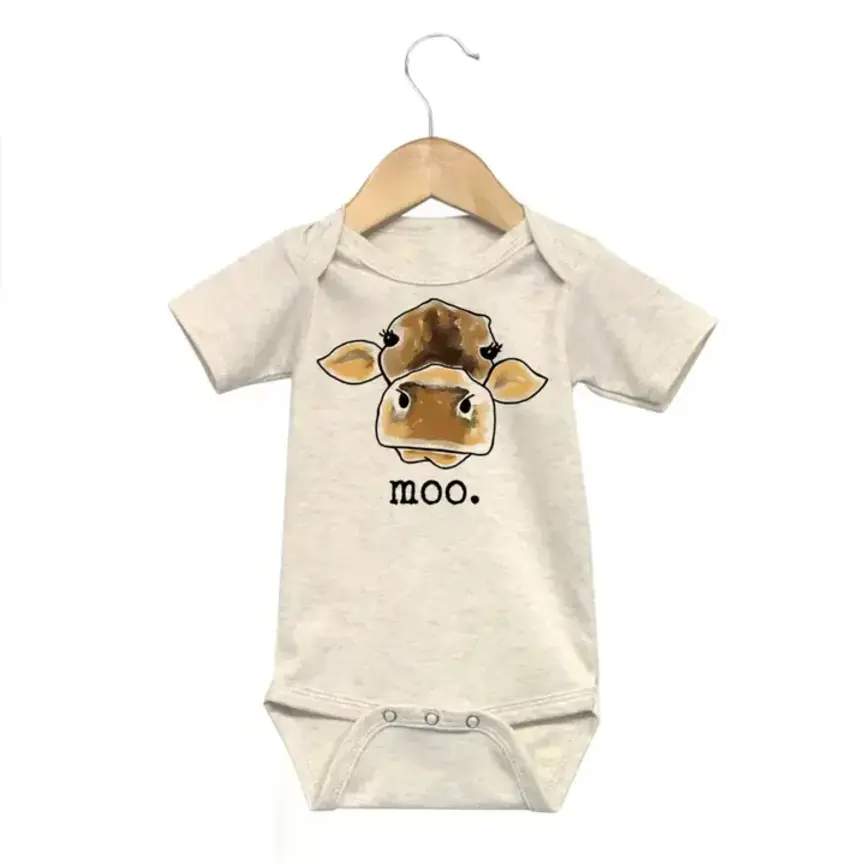 "Moo"  Baby Body Suit (Short Sleeves)