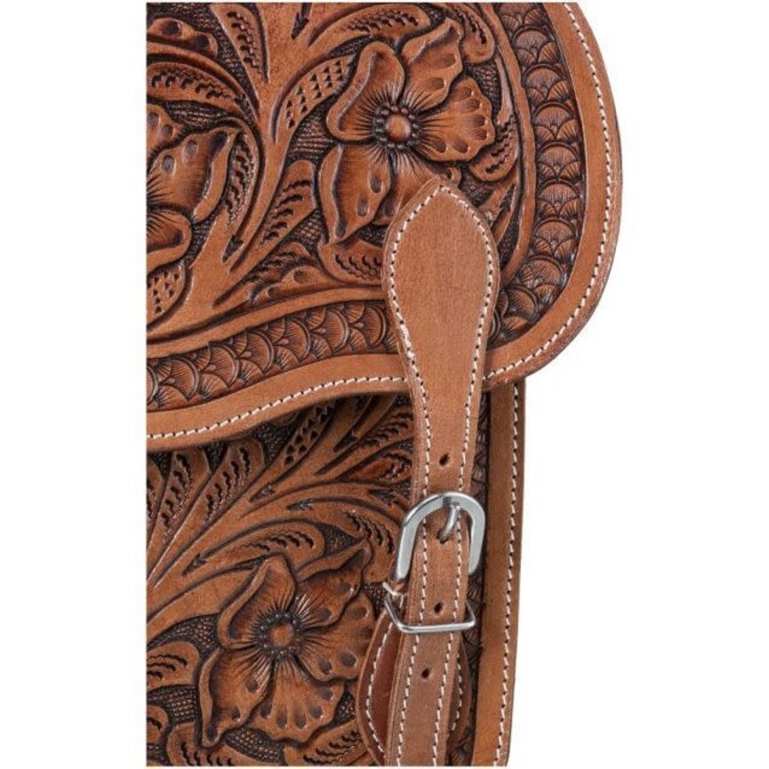 Floral Tooled Saddle Bag