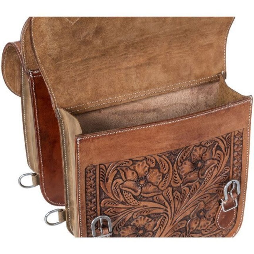 Floral Tooled Saddle Bag