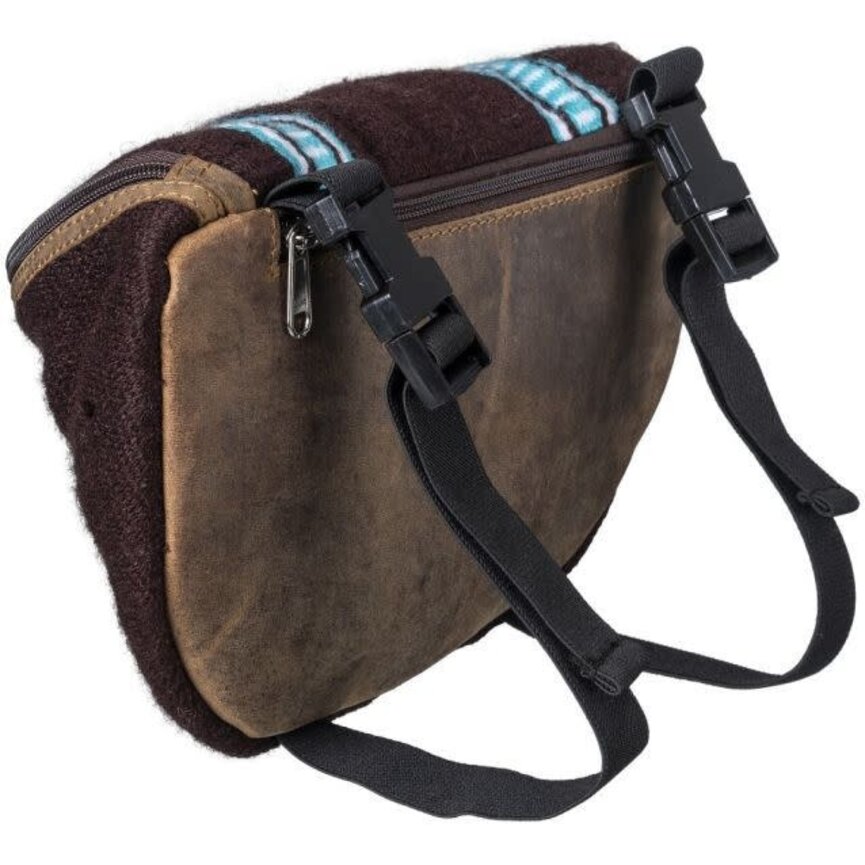 Brown Saddle Pouch with Hand Weaving