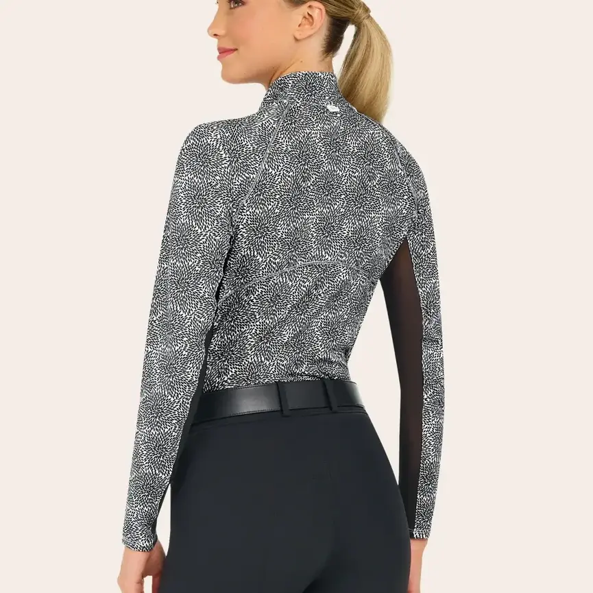 Libby 1/4 Zip Shirt in Black Floral Burst