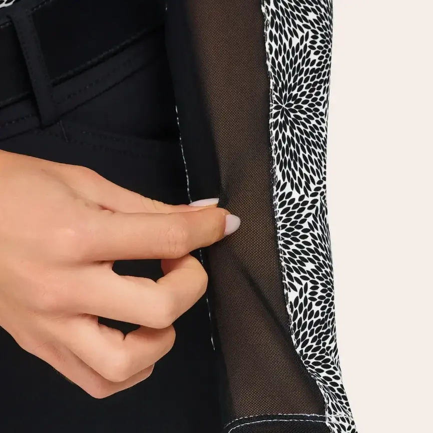 Libby 1/4 Zip Shirt in Black Floral Burst