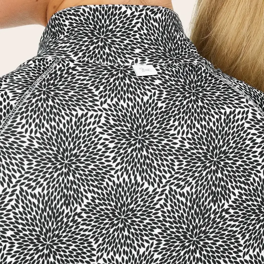 Libby 1/4 Zip Shirt in Black Floral Burst