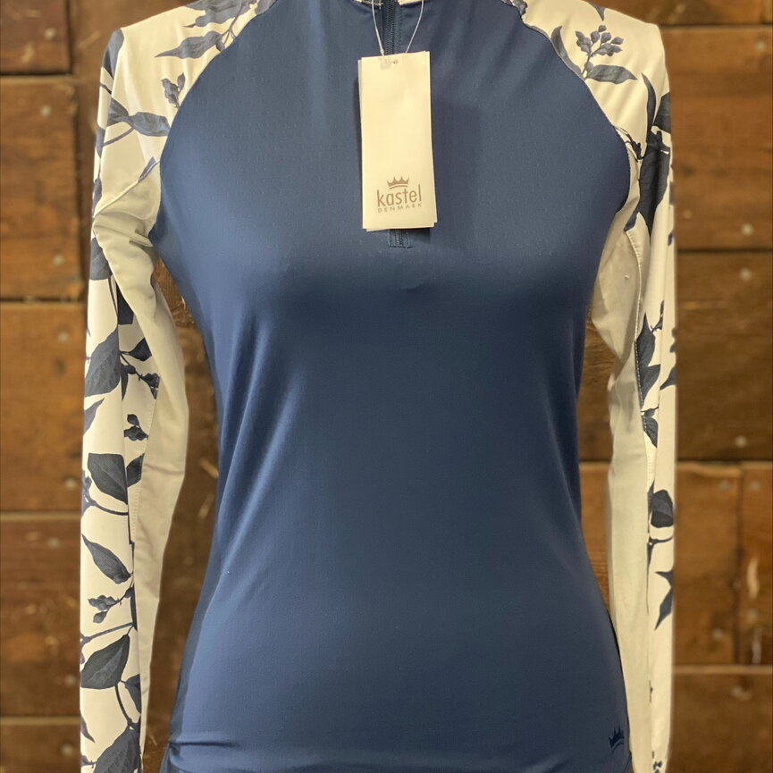 Long Sleeve Raglan Indigo Lithograph Leaf 1/4 Zip