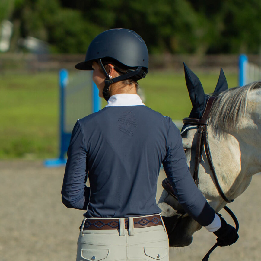 Alexandra Womens Long Sleeve Show Shirt - Navy/White