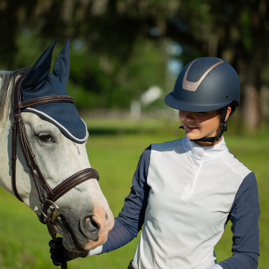 Alexandra Womens Long Sleeve Show Shirt - Navy/White