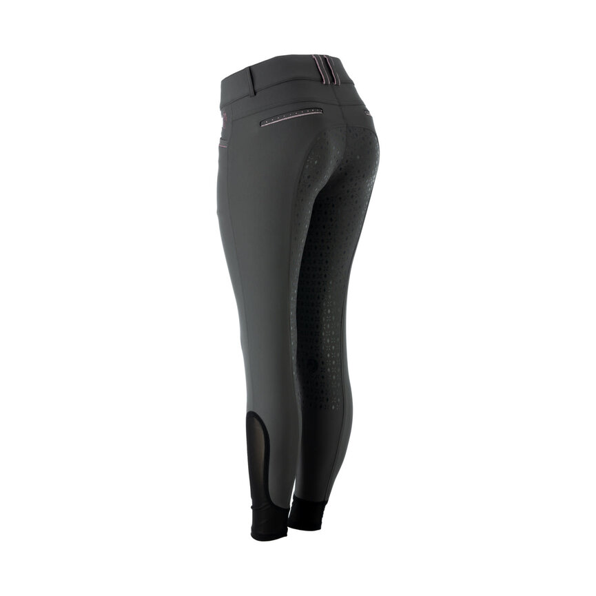 Victoria Womens Silicone Full Seat Breeches - Carbon Grey/Orchid Mist