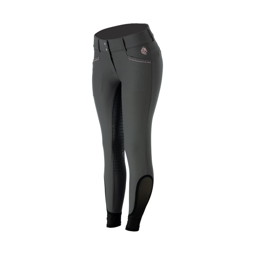 Victoria Womens Silicone Full Seat Breeches - Carbon Grey/Orchid Mist