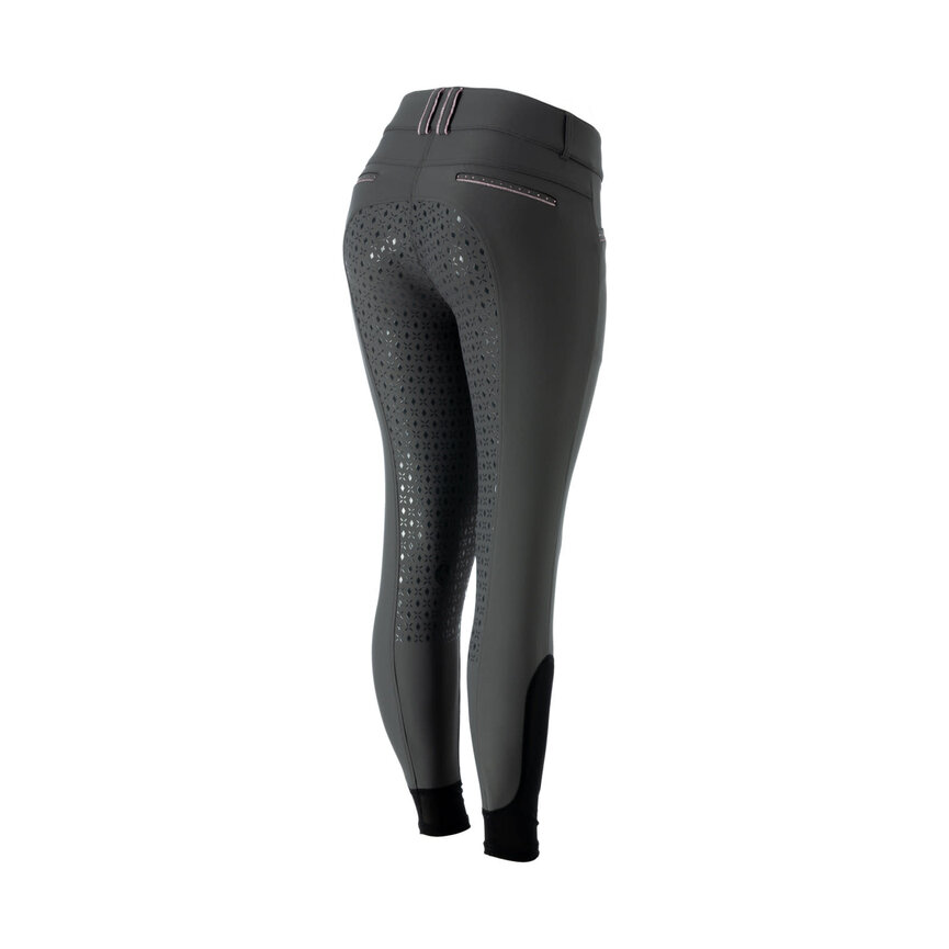 Victoria Womens Silicone Full Seat Breeches - Carbon Grey/Orchid Mist