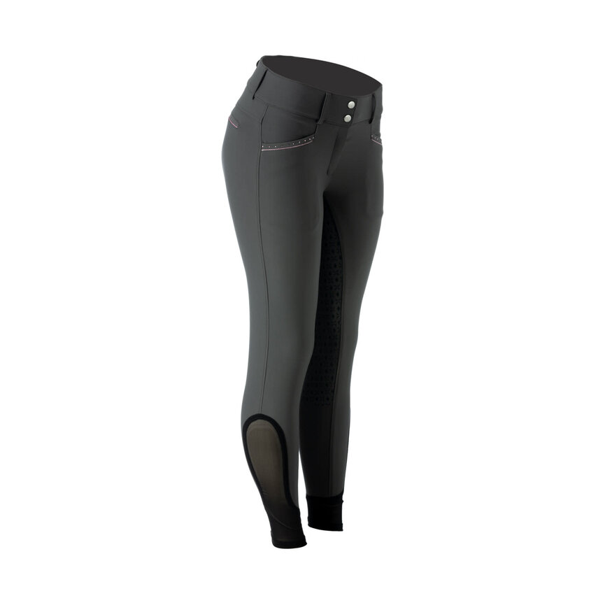 Victoria Womens Silicone Full Seat Breeches - Carbon Grey/Orchid Mist