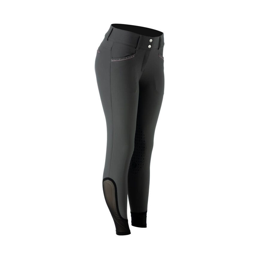 Victoria Womens Silicone Knee Patch Breeches - Carbon Grey/Orchid Mist