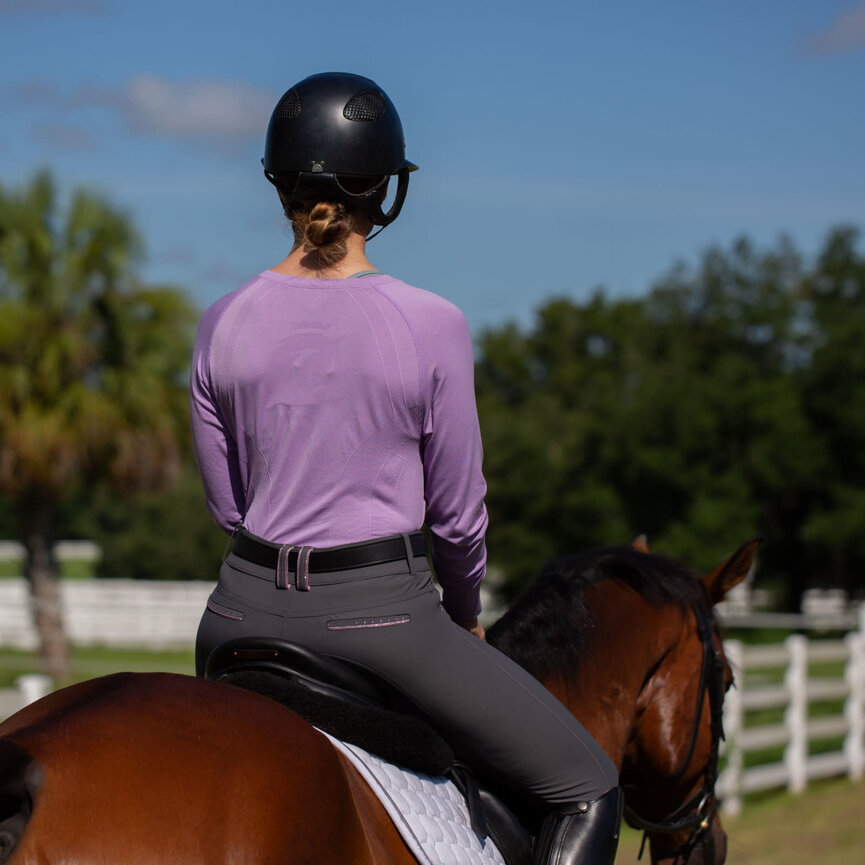 Victoria Womens Silicone Knee Patch Breeches - Carbon Grey/Orchid Mist