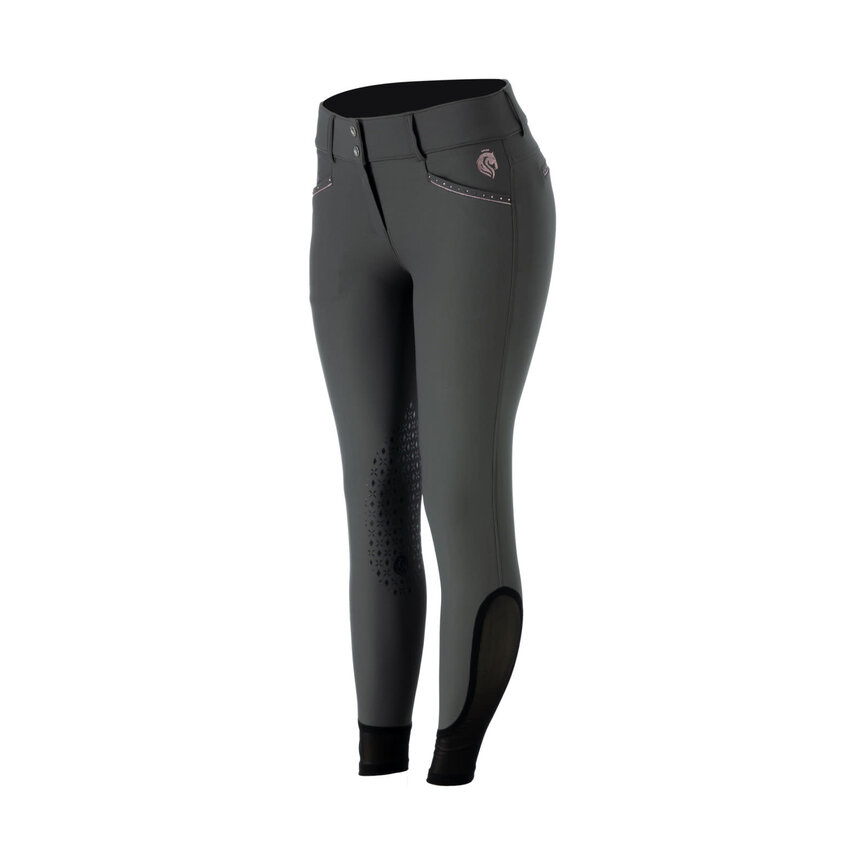 Victoria Womens Silicone Knee Patch Breeches - Carbon Grey/Orchid Mist
