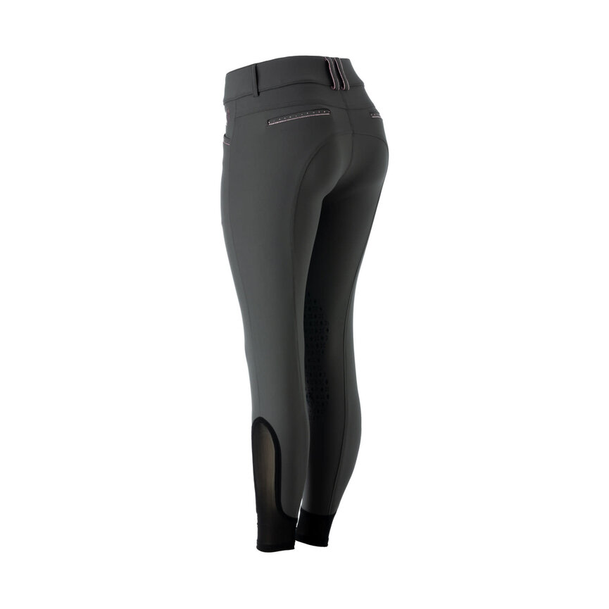 Victoria Womens Silicone Knee Patch Breeches - Carbon Grey/Orchid Mist