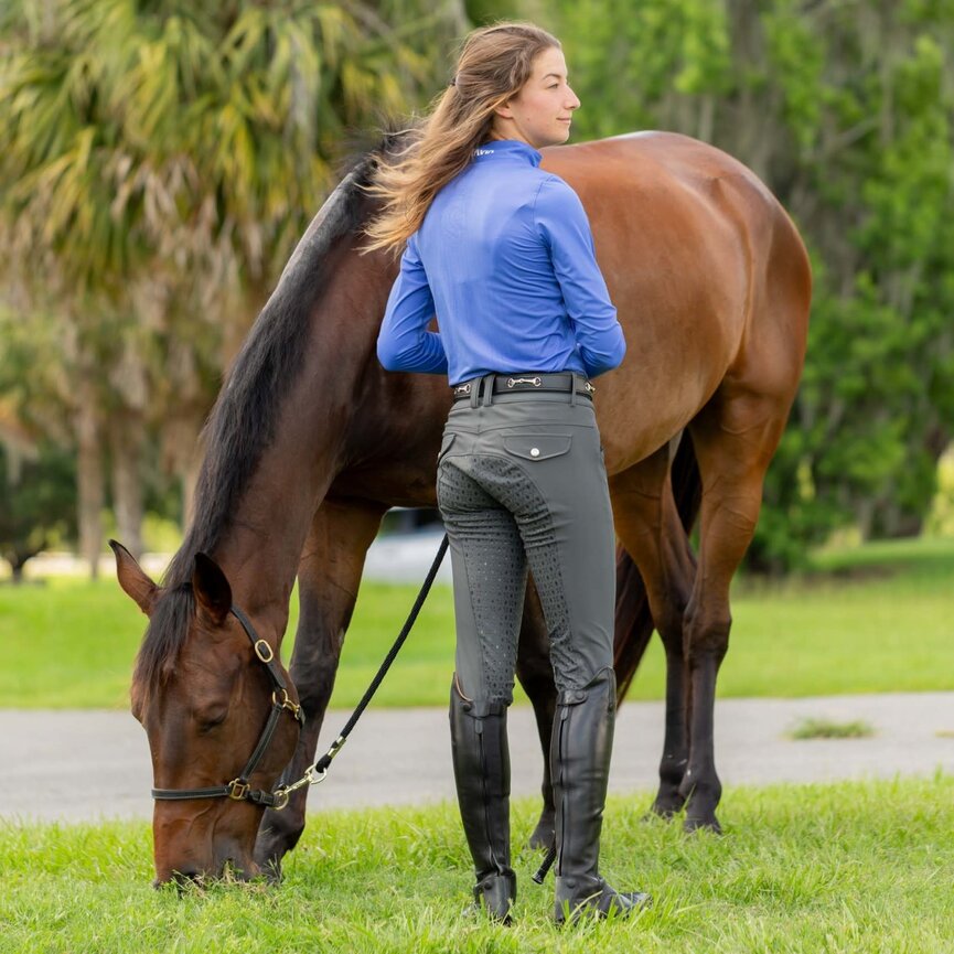 Madeleine Womens Full Seat Breeches - Carbon Grey/Black