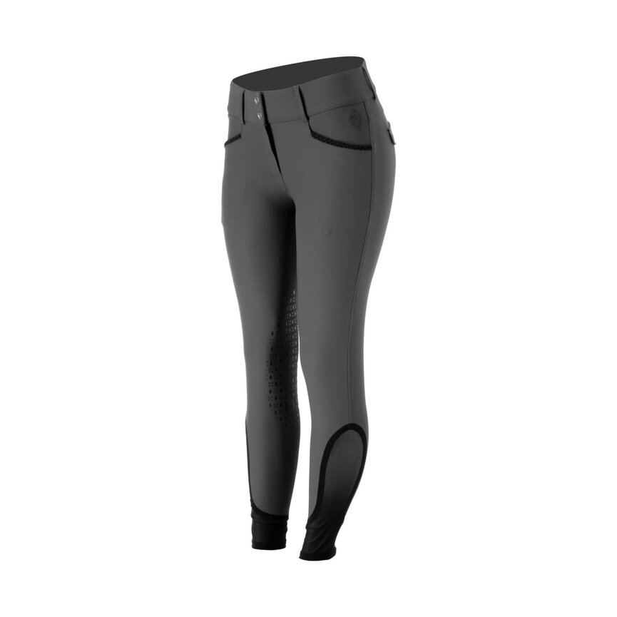 Madeleine Womens Knee Patch Breeches - Carbon Grey/Black