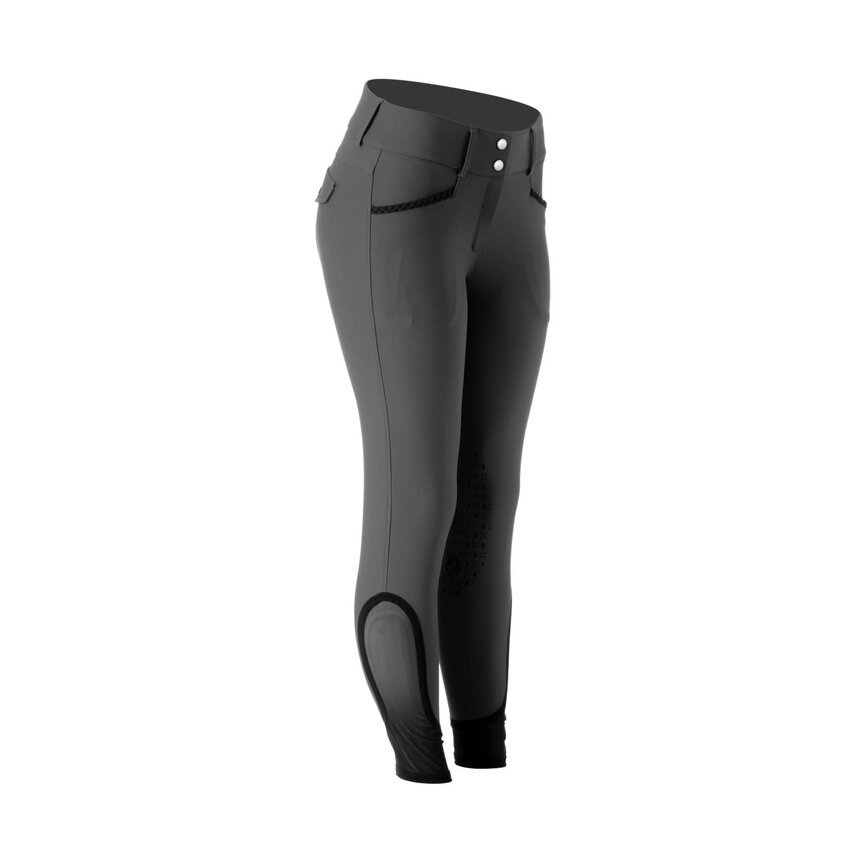 Madeleine Womens Knee Patch Breeches - Carbon Grey/Black