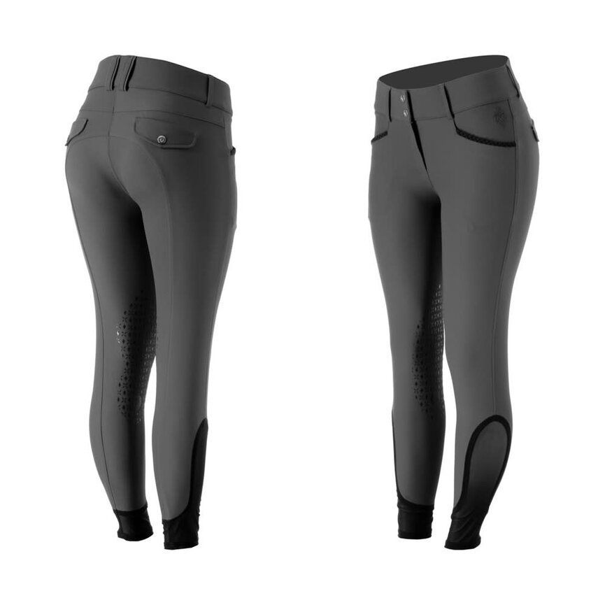 Madeleine Womens Knee Patch Breeches - Carbon Grey/Black