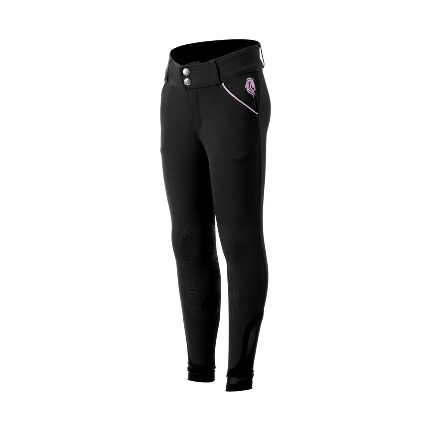 Greta Kids Summer Knee Patch Breeches - Black/Orchid Mist