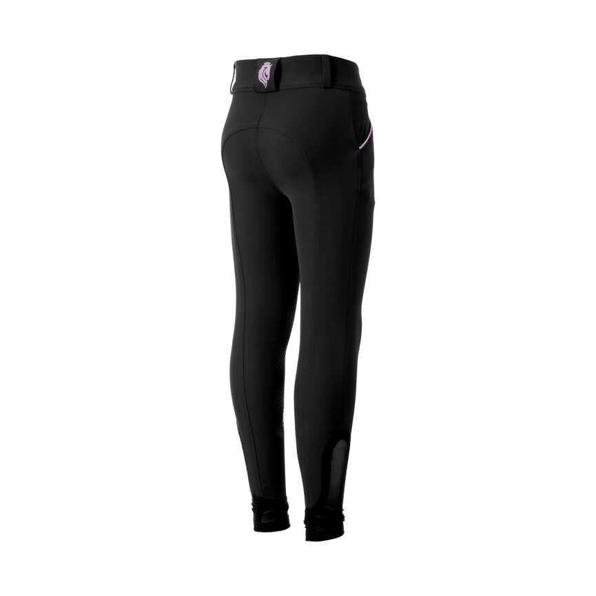 Greta Kids Summer Knee Patch Breeches - Black/Orchid Mist