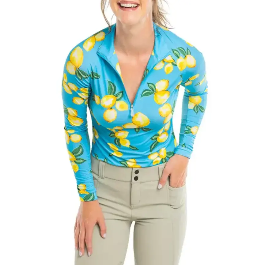 Azure Lemons Long Sleeve 1/4 Zip Sun Shirt