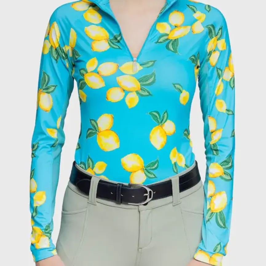 Azure Lemons Long Sleeve 1/4 Zip Sun Shirt