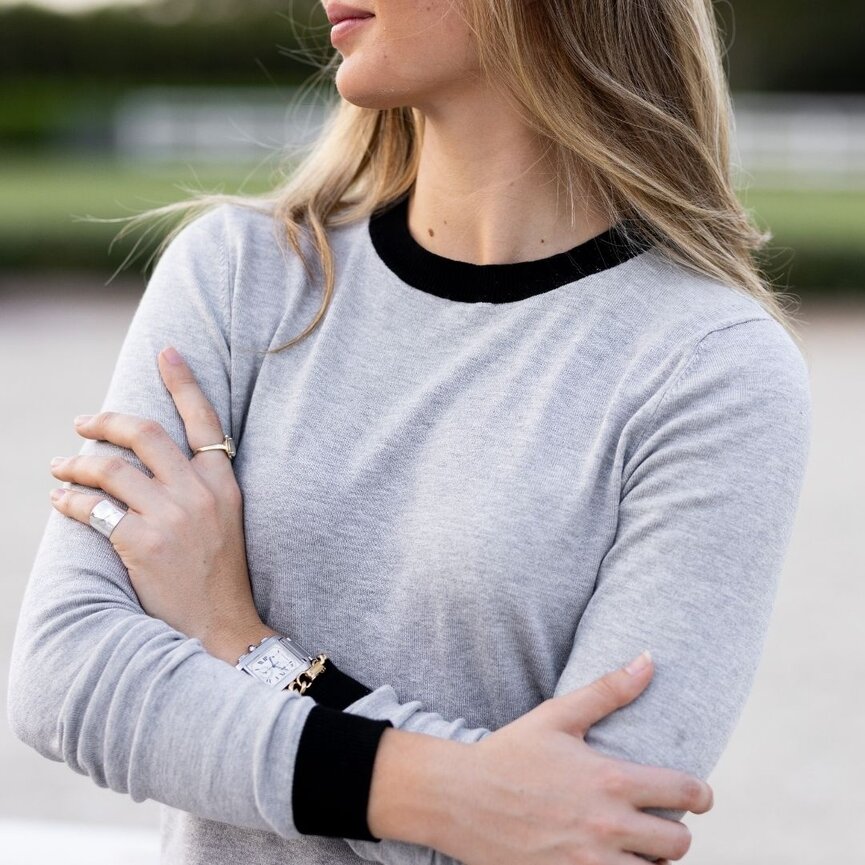 CONTRAST CREWNECK SWEATER