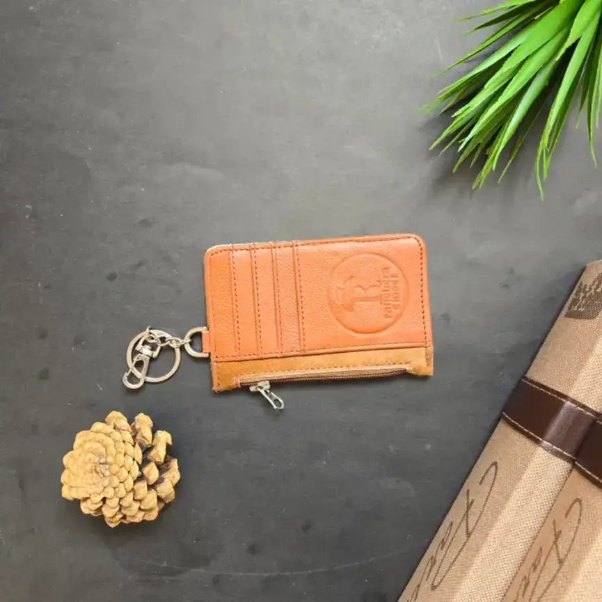 Genuine Hair-On Cowhide Keychain Wallet – Card & Coin Purse