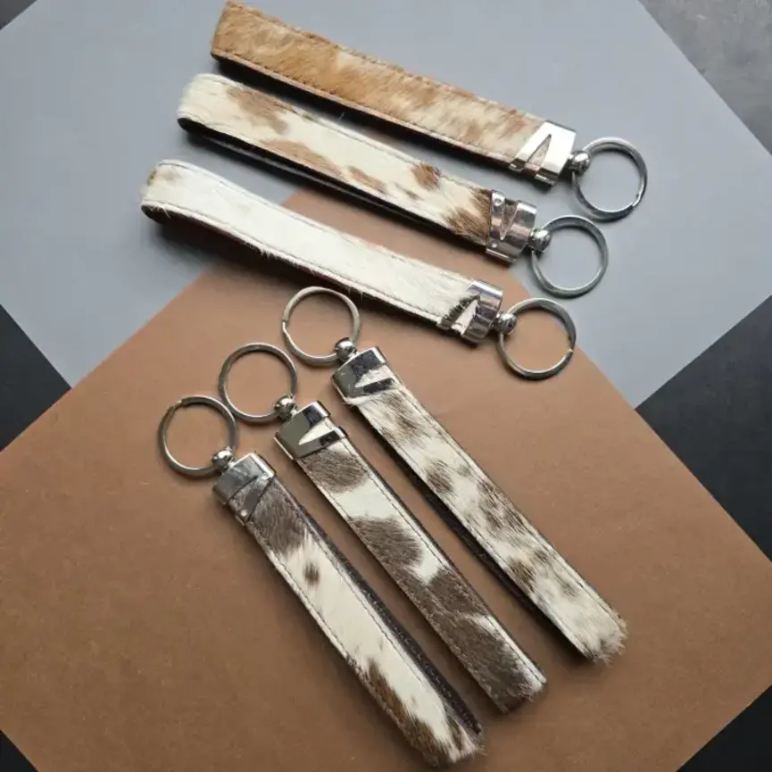 Genuine Cowhide Keychain - Hair On Western Long Keychain