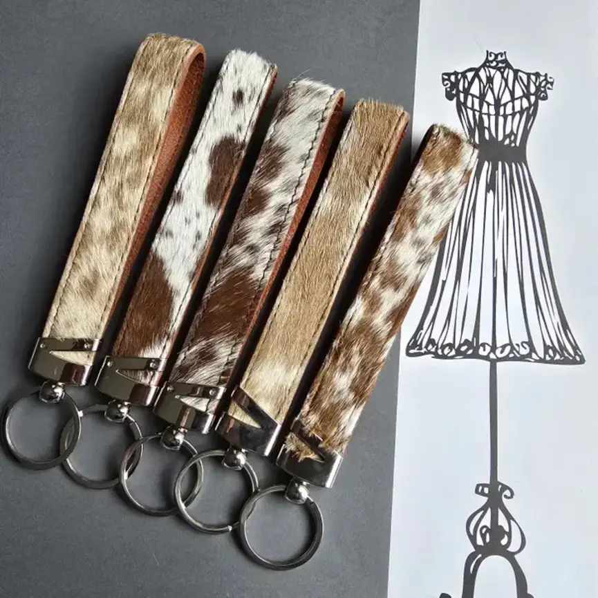 Genuine Cowhide Keychain - Hair On Western Long Keychain