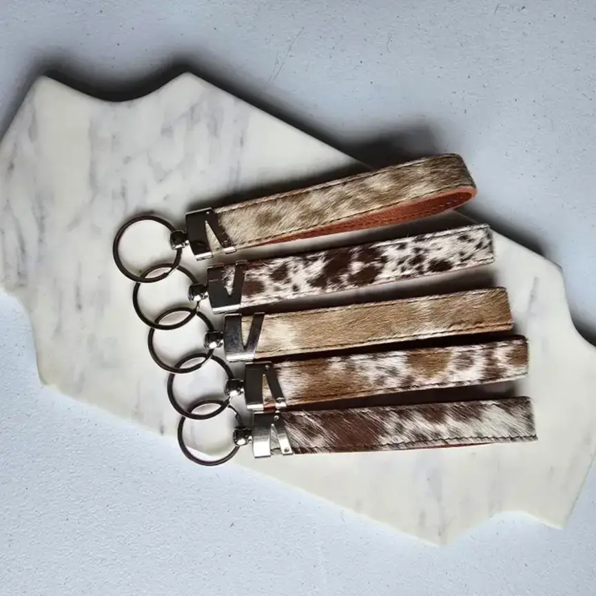 Genuine Cowhide Keychain - Hair On Western Long Keychain