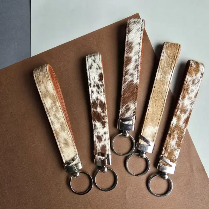 Genuine Cowhide Keychain - Hair On Western Long Keychain