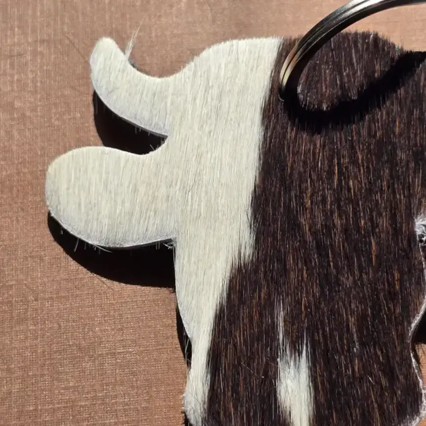 Handmade Cow Head Keychain – Genuine Hairon Cowhide
