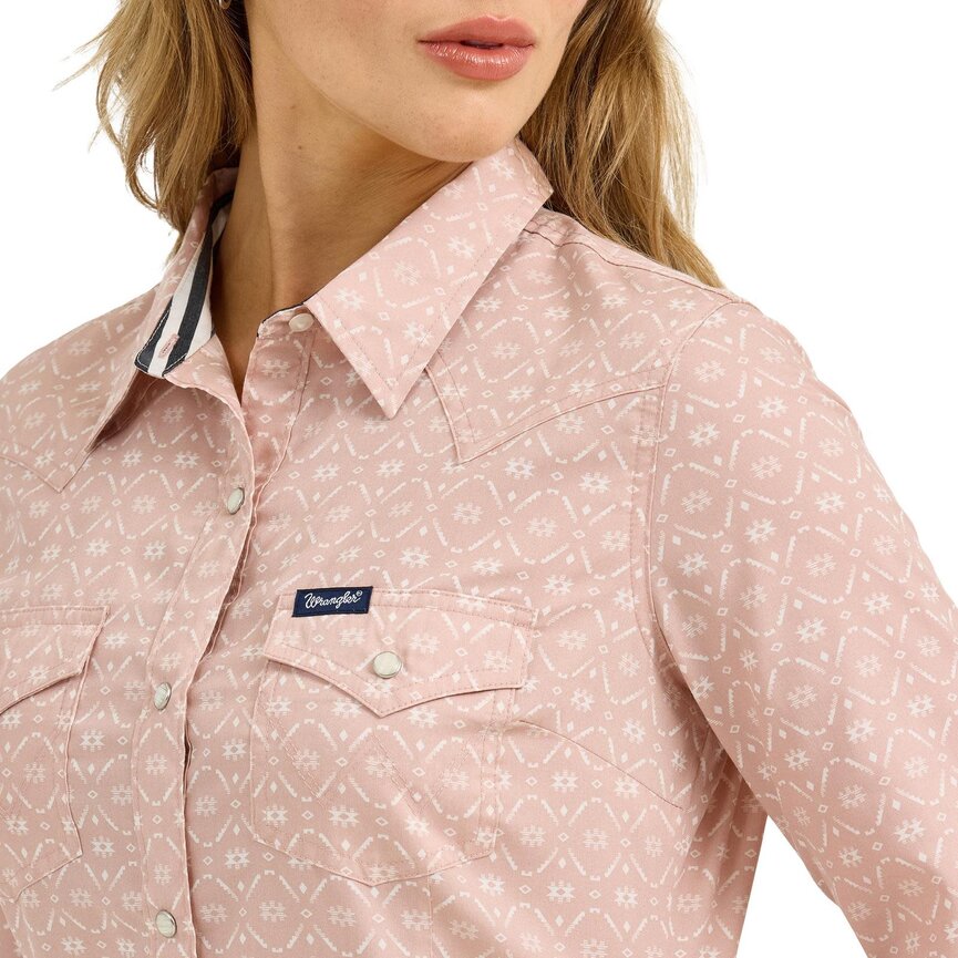 Retro Western Dress Snap Top - Pink