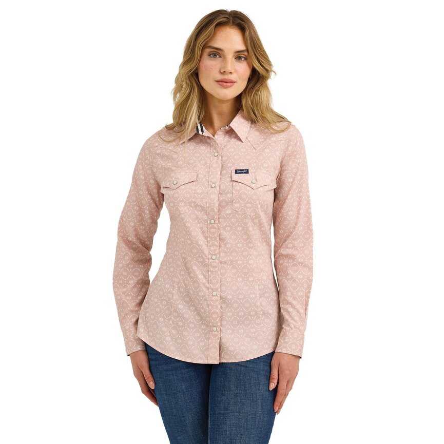 Retro Western Dress Snap Top - Pink