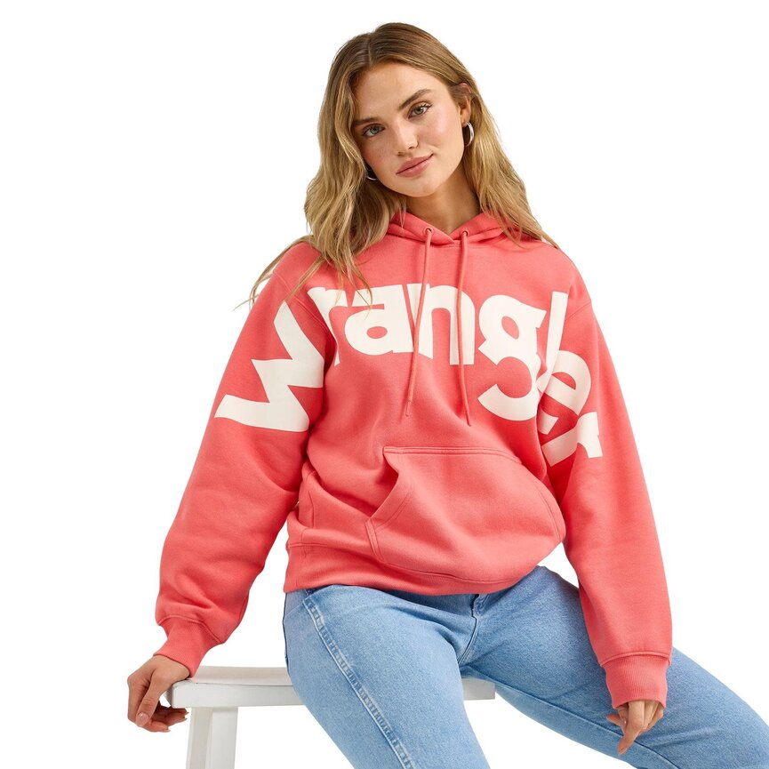 Retro Punchy Logo Hoodie - Coral