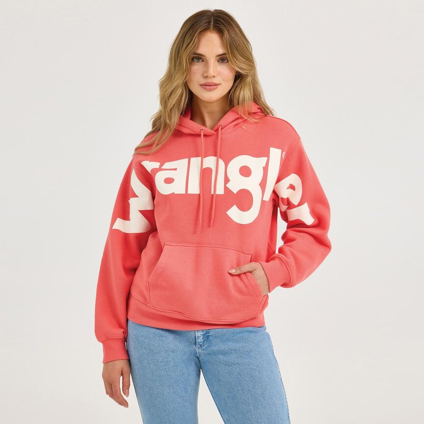 Retro Punchy Logo Hoodie - Coral
