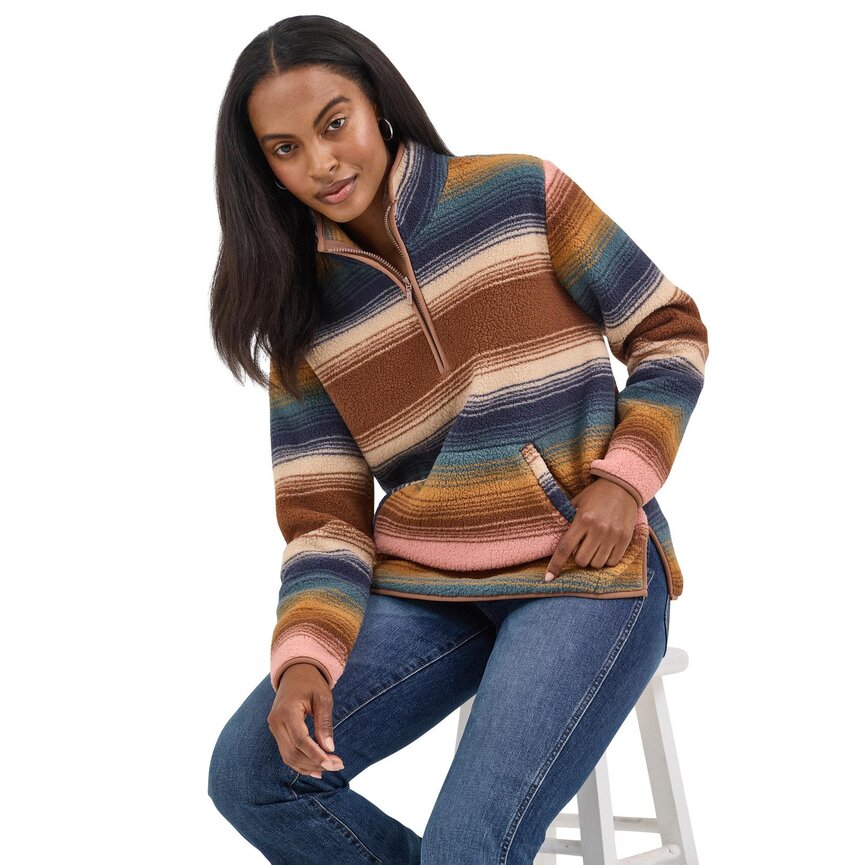 Retro Sherpa Zip Pullover - Serape