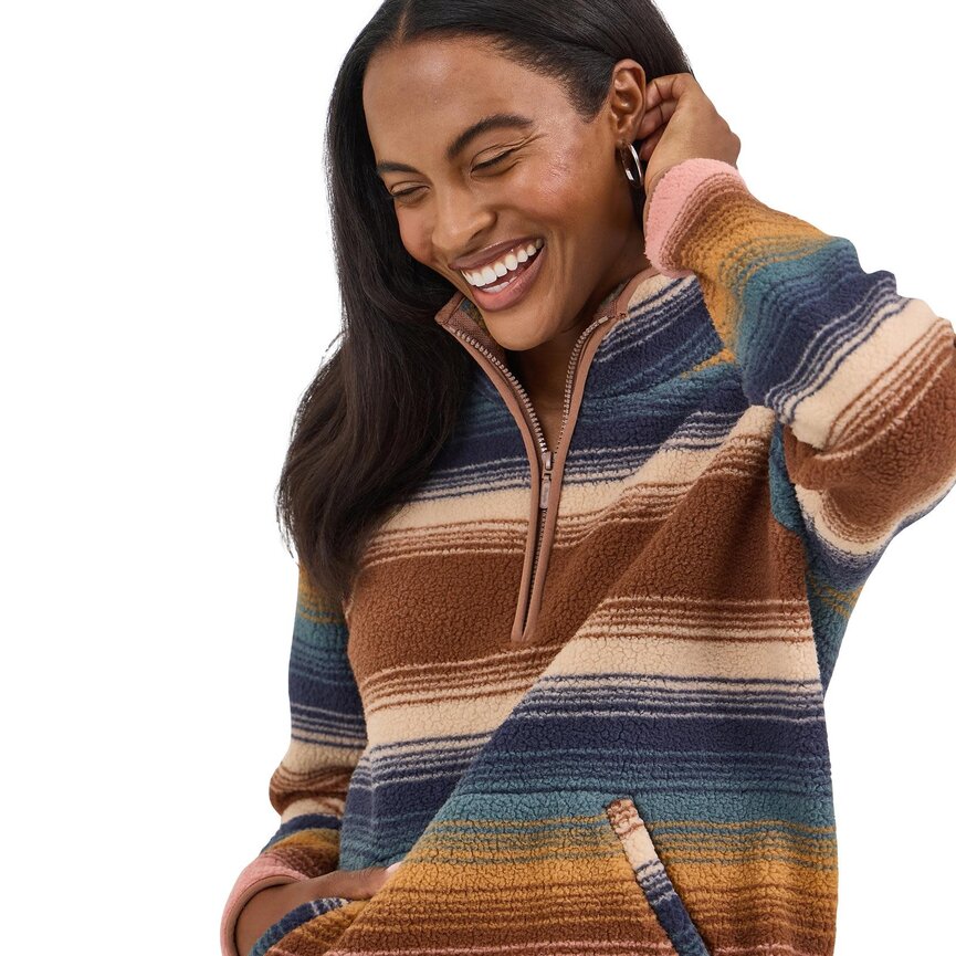 Retro Sherpa Zip Pullover - Serape