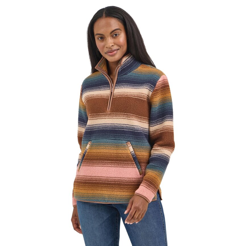 Retro Sherpa Zip Pullover - Serape